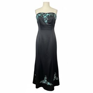 Exclusively Fancy Black Dress with Blue Embroidery 12